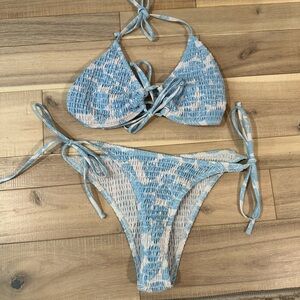 Blue and White Women's Bikini Set
